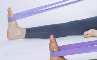 Set of clean training mats and resistance bands organized