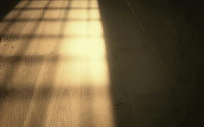 Warm sunlight hitting the wooden floor of a studio